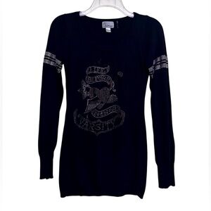 Ed Hardy VTG Y2K Life Before Honor Embellished Long Sleeve Sweater Women's XS
